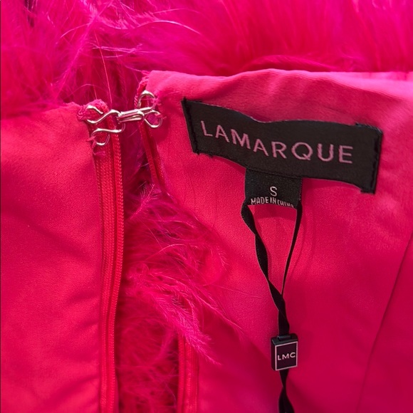 Lamarque Triana Pink Feather Mini Tube Dress Sz Small NWT - Picture 5 of 13